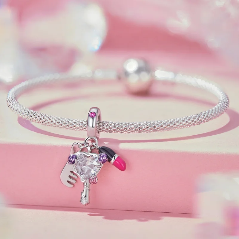 (afbeelding voor) Pandora Stijl Kam, Lipstick en Spiegel Bedel - SCC2474 - Bekijken 5