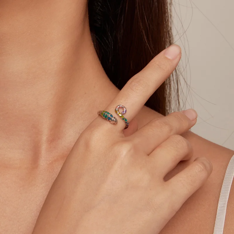 (afbeelding voor) Pandora Stijl Kameleon Open Ring - BSR475-E - Bekijken 5