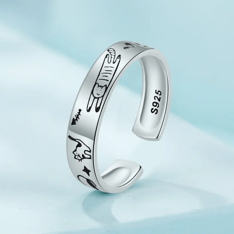 (afbeelding voor) Pandora-stijl Kattendoodle Ring - SCR951-E - Bekijken 2