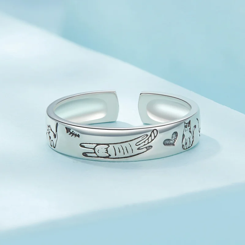 (afbeelding voor) Pandora-stijl Kattendoodle Ring - SCR951-E - Bekijken 3