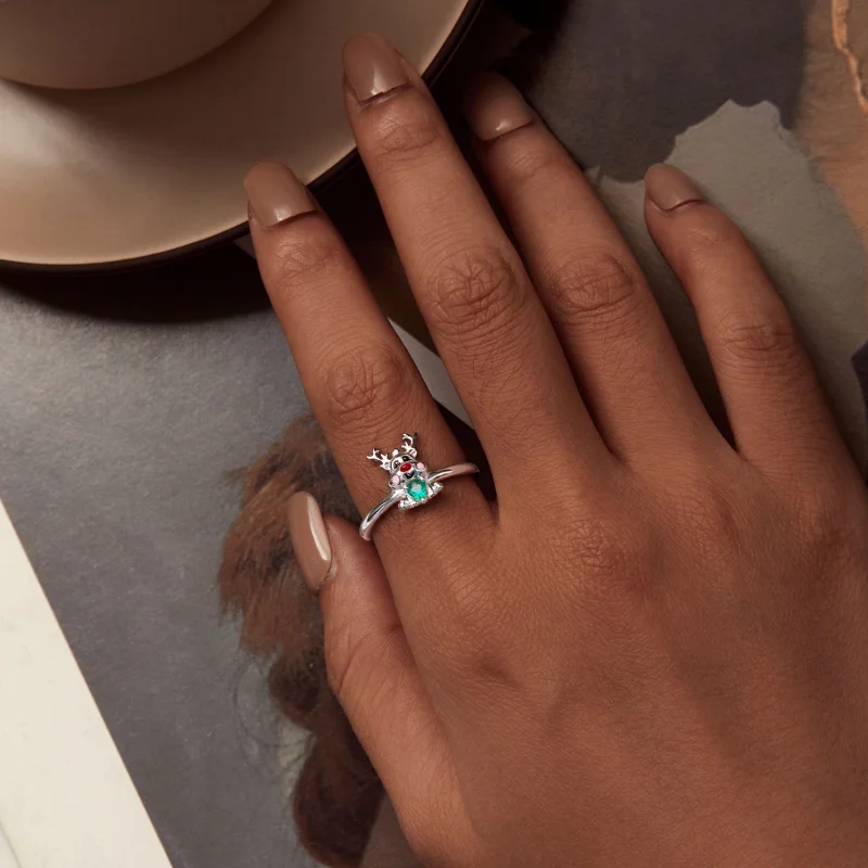 (afbeelding voor) Pandora Stijl Kerstrendier Open Ring - BSR493-E - Bekijken 5