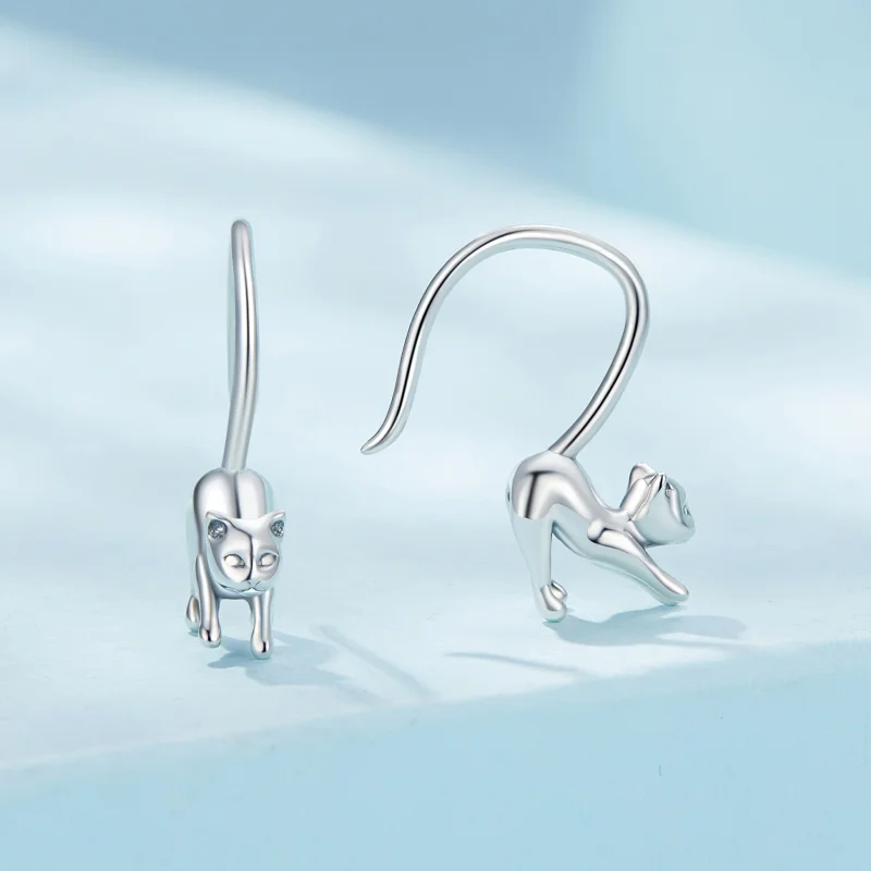 (afbeelding voor) Pandora Stijl Kitten Oorbellen Stud Oorbellen - SCE1618 - Bekijken 2