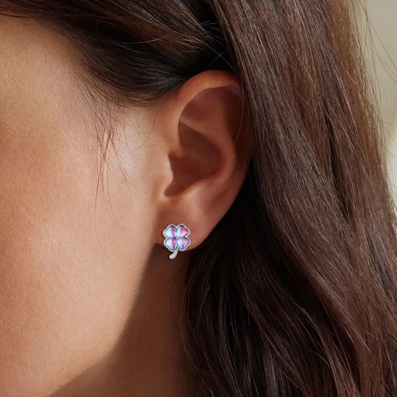 (afbeelding voor) Pandora Stijl Klaver Vier Stud Oorbellen - BSE914 - Bekijken 5