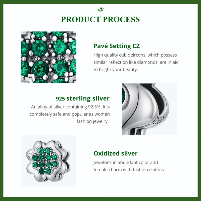 (afbeelding voor) Pandora Stijl Klavertje Vier Bedel - SCC2604 - Bekijken 5