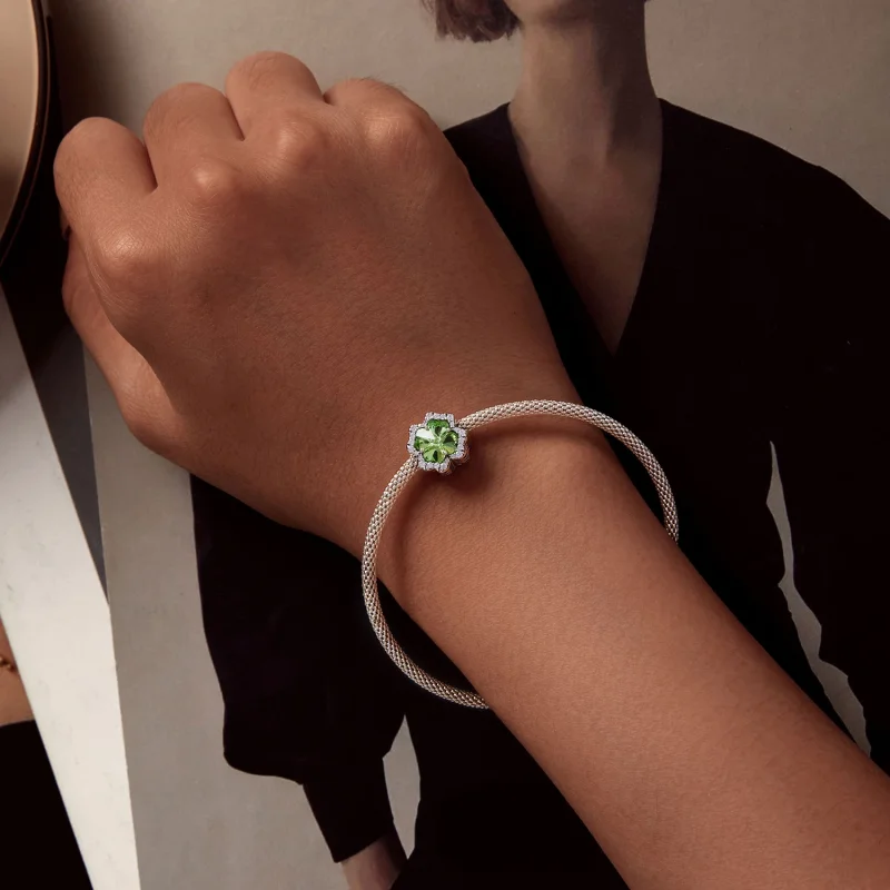 (afbeelding voor) Pandora-stijl klavertjevierbedel - SCC2622 - Bekijken 6