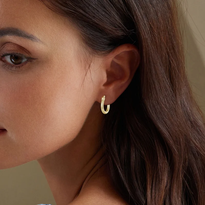 (afbeelding voor) Pandora-stijl Kleine Hoepel Zilveren Oorbellen - SCE1608-SB - Bekijken 3