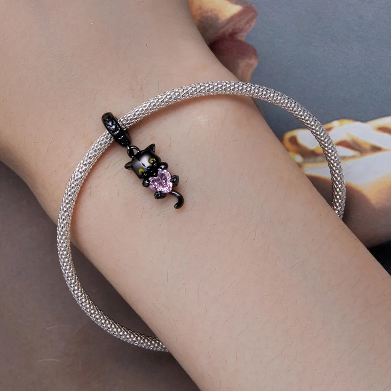 (afbeelding voor) Pandora-stijl Kleine Zwarte Kat Hanger - BSC800 - Bekijken 5