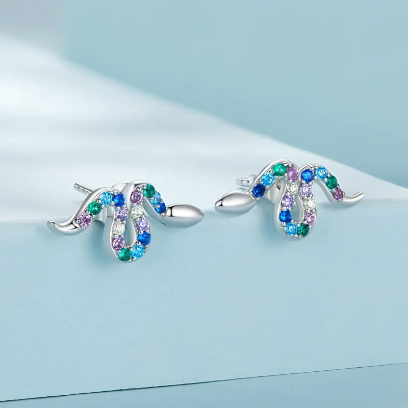 (afbeelding voor) Pandora-stijl Kleurrijke Slange Studs Oorbellen - SCE1633 - Bekijken 2