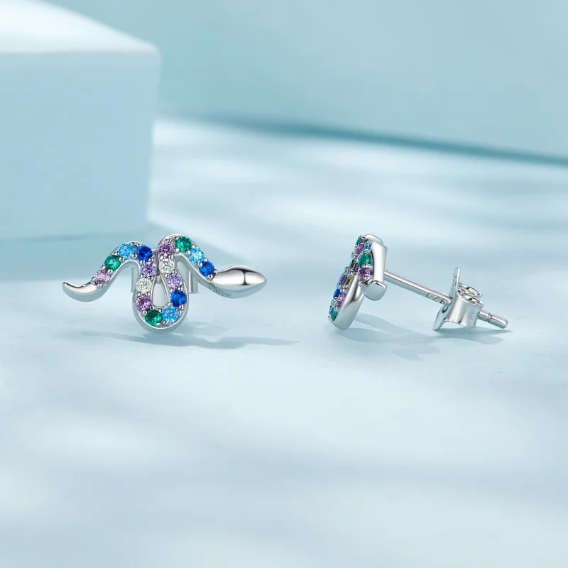 (afbeelding voor) Pandora-stijl Kleurrijke Slange Studs Oorbellen - SCE1633 - Bekijken 4