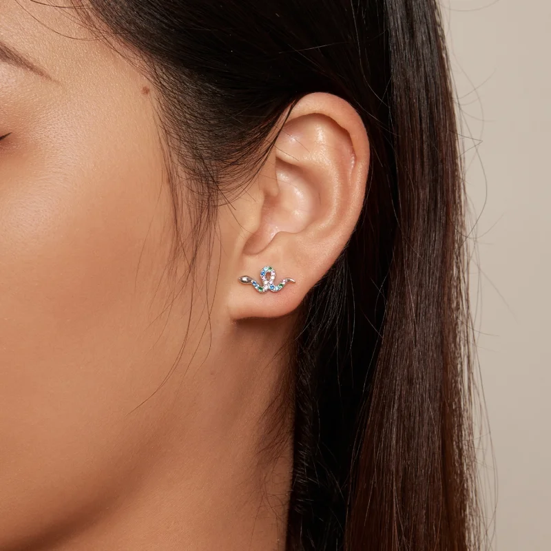 (afbeelding voor) Pandora-stijl Kleurrijke Slange Studs Oorbellen - SCE1633 - Bekijken 6