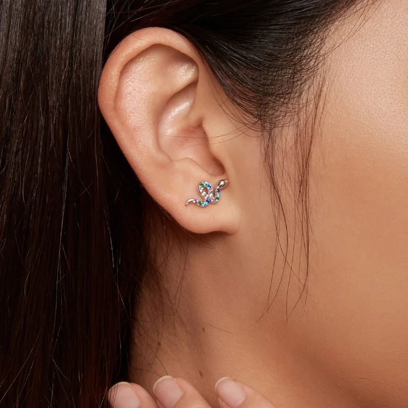 (afbeelding voor) Pandora-stijl Kleurrijke Slange Studs Oorbellen - SCE1633 - Bekijken 7