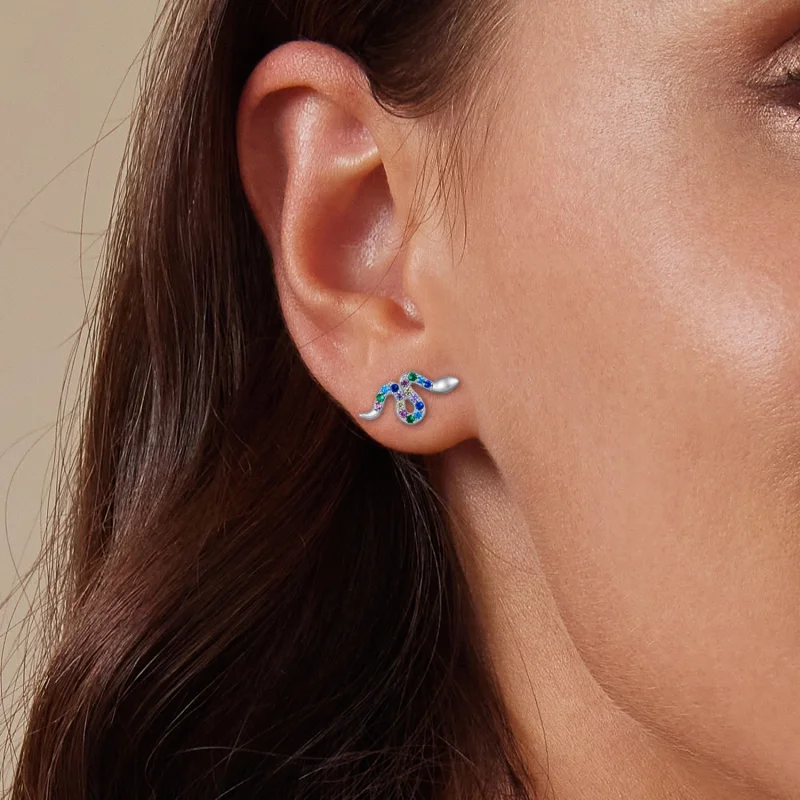 (afbeelding voor) Pandora-stijl Kleurrijke Slange Studs Oorbellen - SCE1633 - Bekijken 9