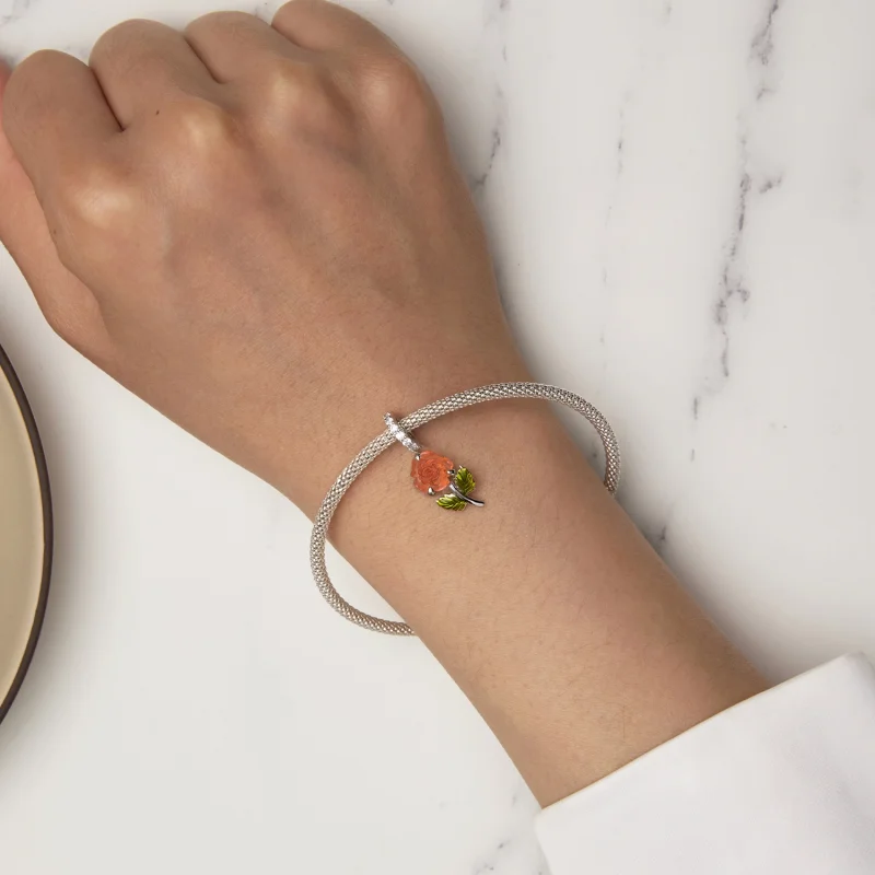 (afbeelding voor) Pandora Stijl Kristallen Roos Hanger - BSC824-OG - Bekijken 5