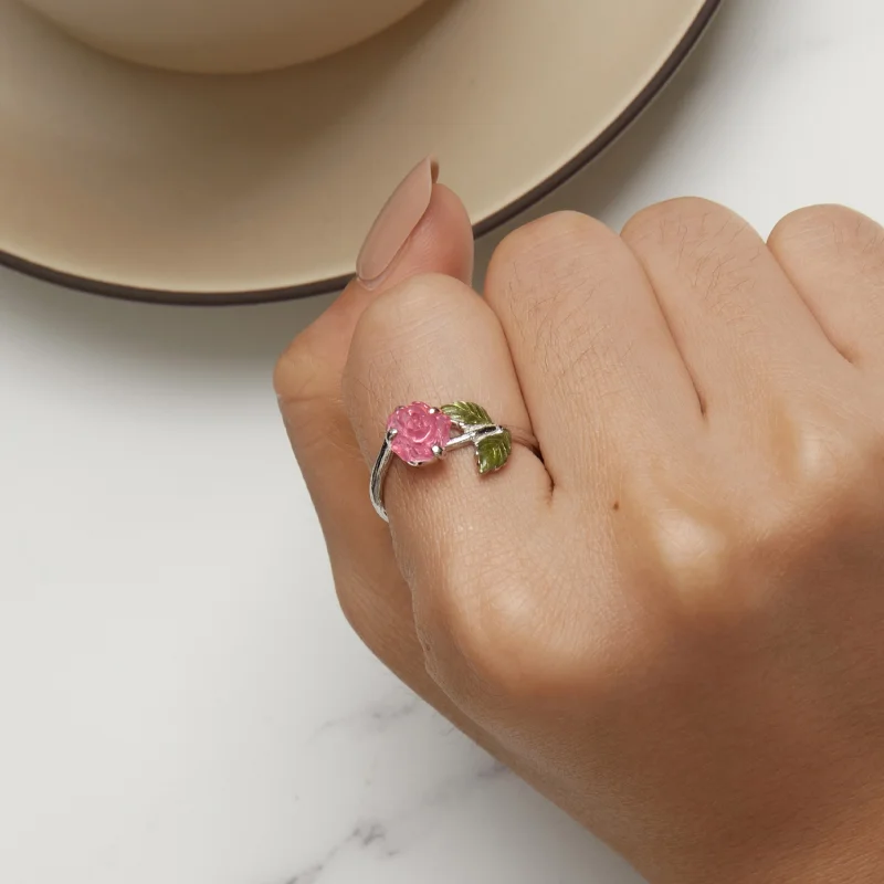 (afbeelding voor) Pandora-stijl Kristallen Roze Open Ring - BSR472-PKE - Bekijken 4