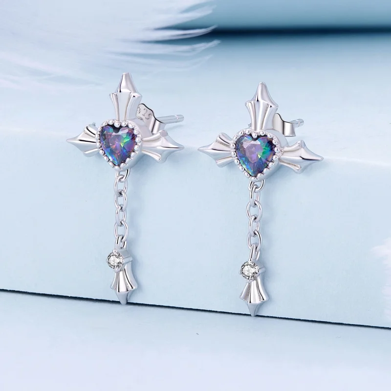 (afbeelding voor) Pandora Stijl Kruis Ketting Oorstekers - BSE912 - Bekijken 2