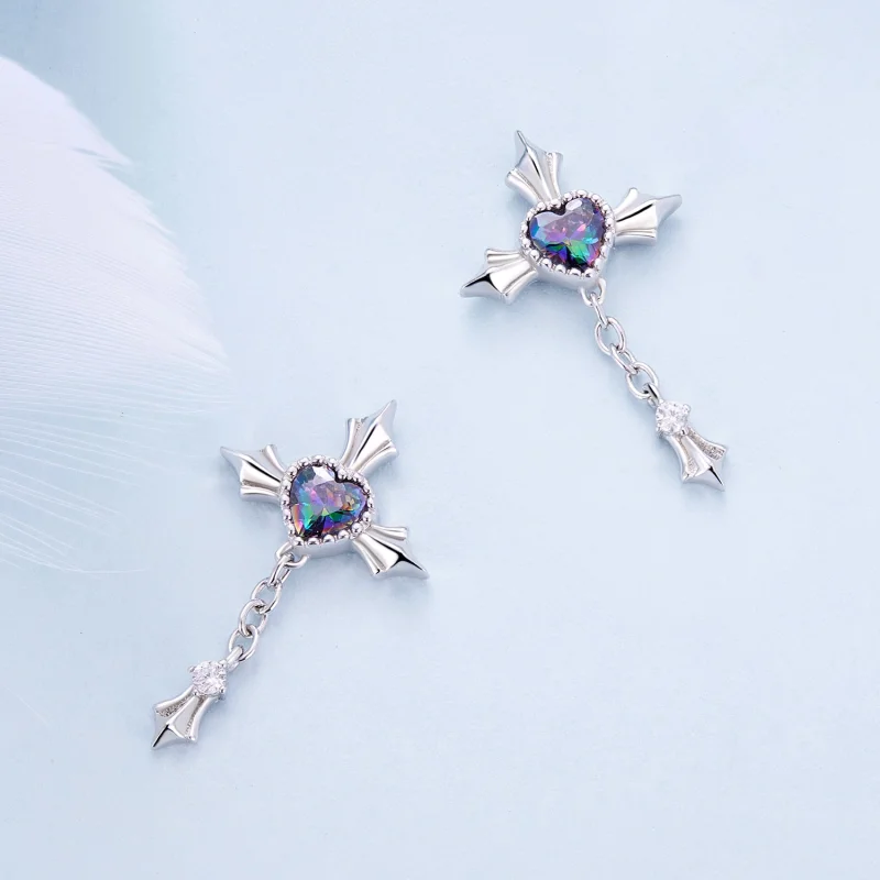 (afbeelding voor) Pandora Stijl Kruis Ketting Oorstekers - BSE912 - Bekijken 4