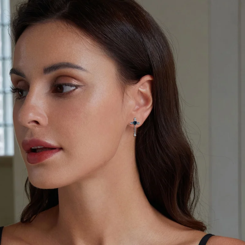 (afbeelding voor) Pandora Stijl Kruis Ketting Oorstekers - BSE912 - Bekijken 6