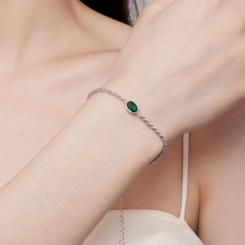 (afbeelding voor) Pandora-stijl Licht Luxe Groene Zirkonia Chopard Armband - BSB116 - Bekijken 6