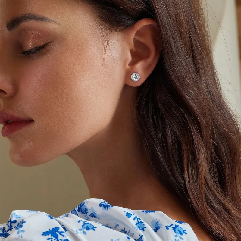 (afbeelding voor) Pandora Stijl Licht Luxe Stud Oorbellen - BSE893 - Bekijken 5