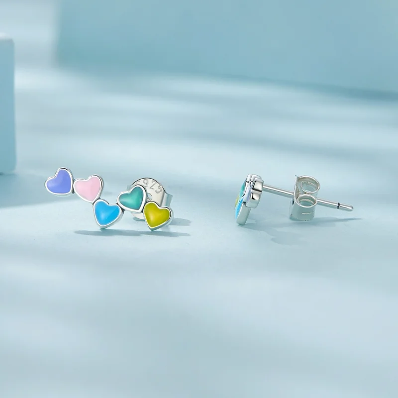 (afbeelding voor) Pandora Stijl Liefde Kleurrijke Studs Oorbellen - SCE1638 - Bekijken 4
