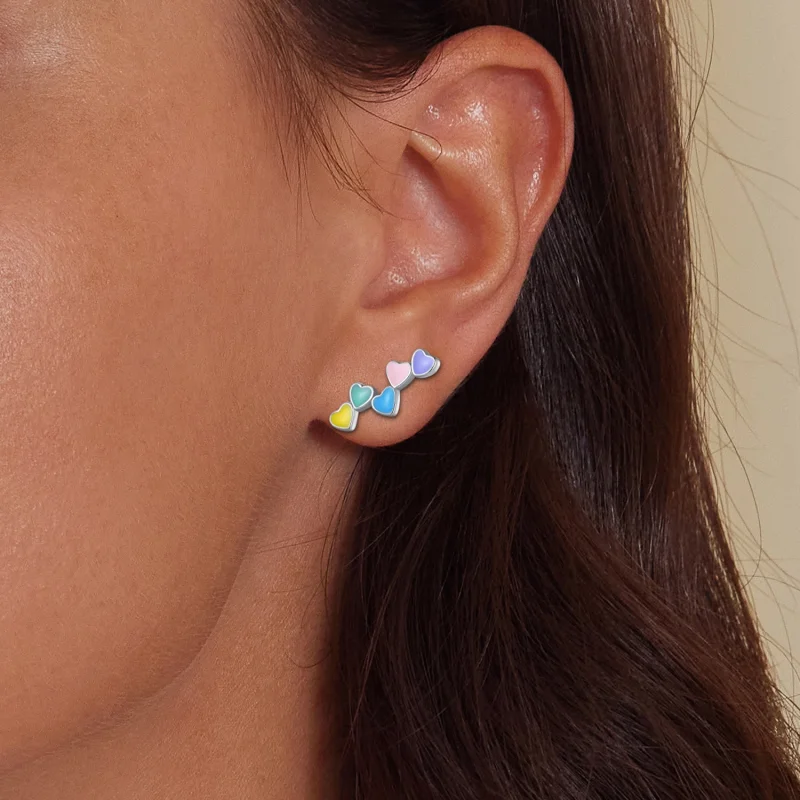 (afbeelding voor) Pandora Stijl Liefde Kleurrijke Studs Oorbellen - SCE1638 - Bekijken 6