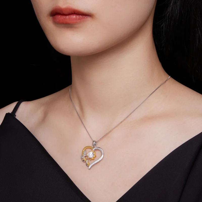 (afbeelding voor) Pandora-stijl Liefde Moissanite Ketting (Eén Certificaat) - MSN012 - Bekijken 7