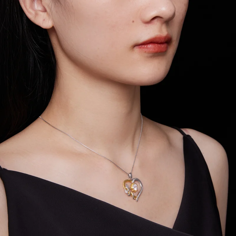 (afbeelding voor) Pandora-stijl Liefde Moissanite Ketting (Eén Certificaat) - MSN012 - Bekijken 8