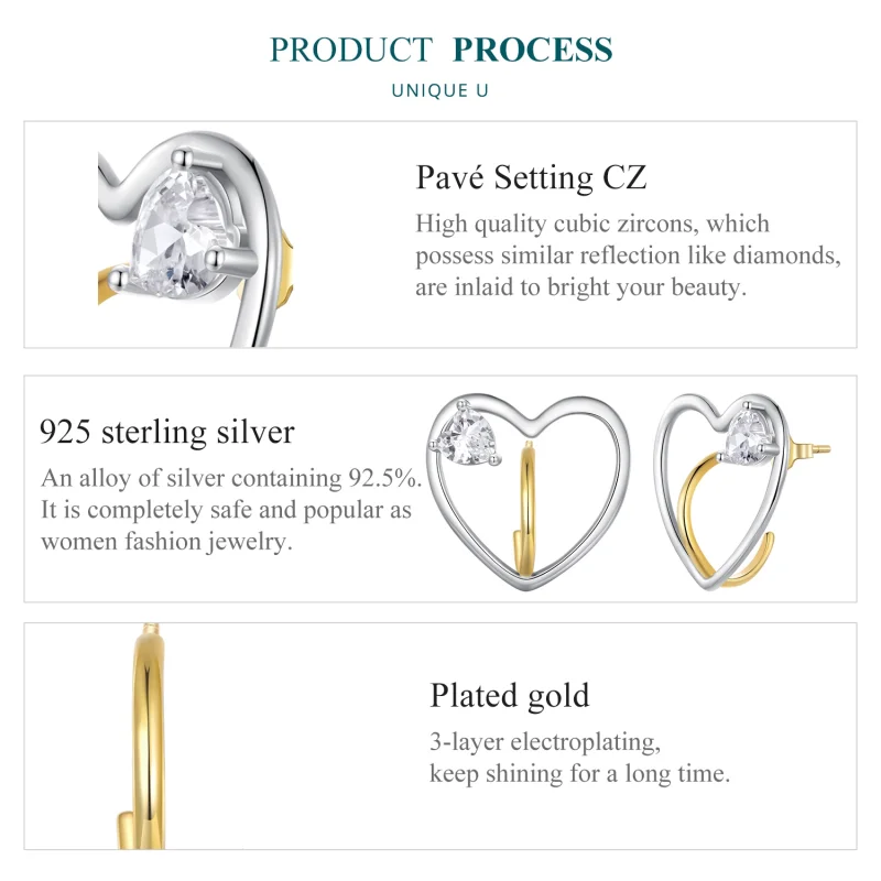 (afbeelding voor) Pandora-stijl liefdesstuds oorbellen - BSE888 - Bekijken 6