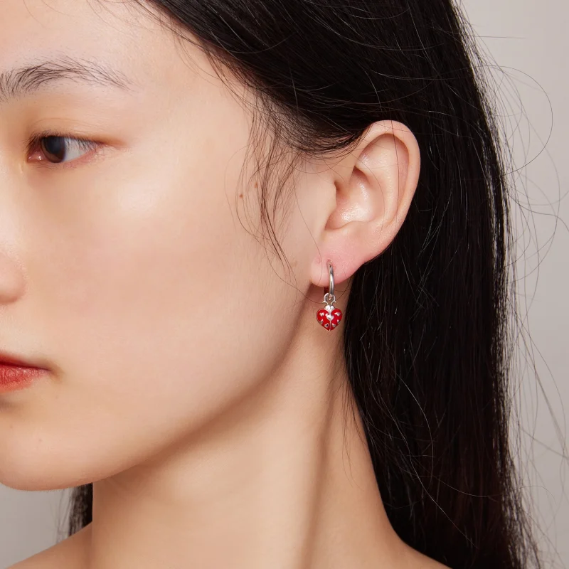 (afbeelding voor) Pandora-stijl Lieveheersbeestje Hoepel Oorbellen - SCE1573 - Bekijken 5