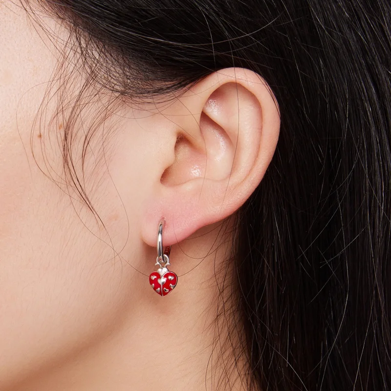 (afbeelding voor) Pandora-stijl Lieveheersbeestje Hoepel Oorbellen - SCE1573 - Bekijken 7