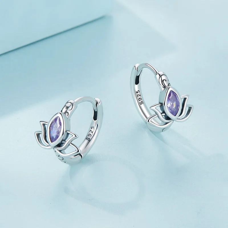 (afbeelding voor) Pandora-stijl Lotus Oorringen - SCE1648 - Bekijken 3