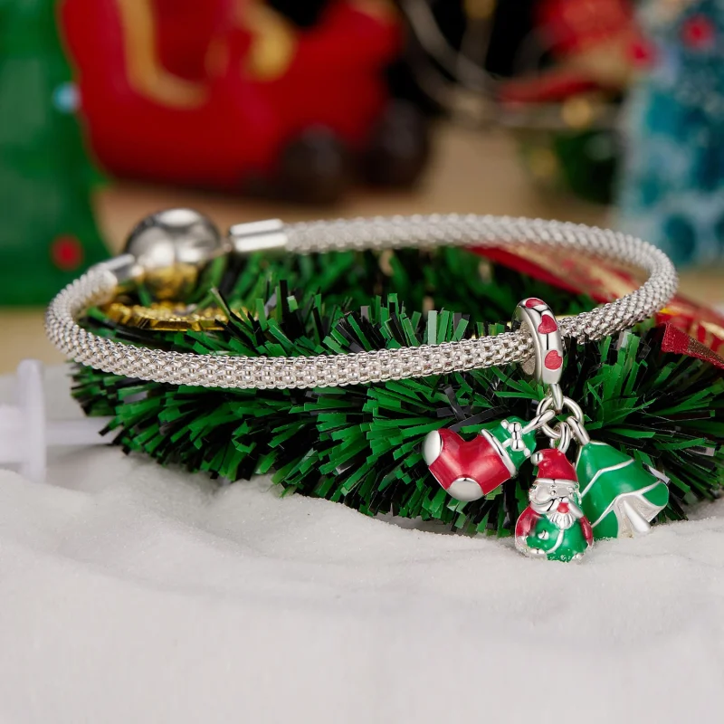 (afbeelding voor) Pandora Stijl Luminous Kerstboom, Kerstman en sokken Hanger - SCC2647 - Bekijken 3