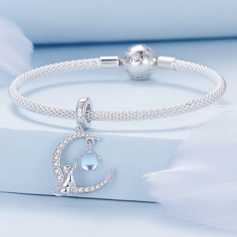 (afbeelding voor) Pandora-stijl Maan Kat Hangertje - BSC810 - Bekijken 3