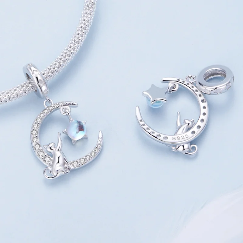 (afbeelding voor) Pandora-stijl Maan Kat Hangertje - BSC810 - Bekijken 4