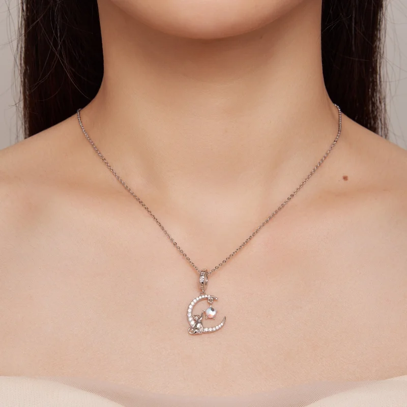 (afbeelding voor) Pandora-stijl Maan Kat Hangertje - BSC810 - Bekijken 6