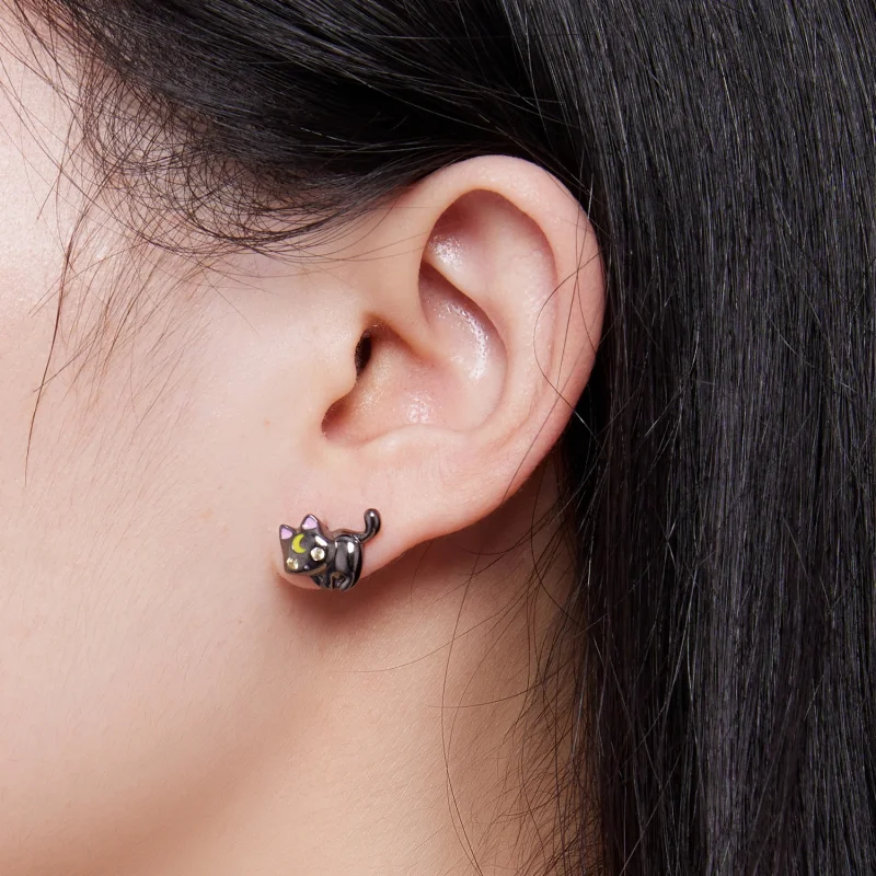 (afbeelding voor) Pandora-stijl Maan Kitten Studs Oorbellen - SCE1584 - Bekijken 7
