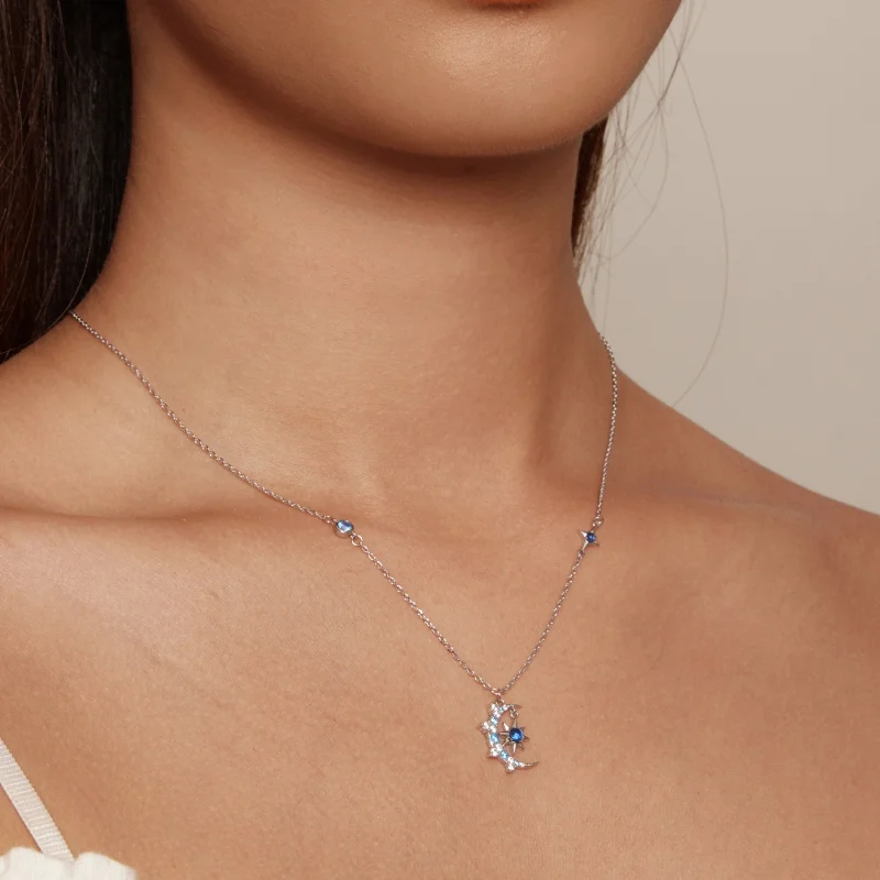 (afbeelding voor) Pandora-stijl Maan Starburst Ketting - BSN347 - Bekijken 5