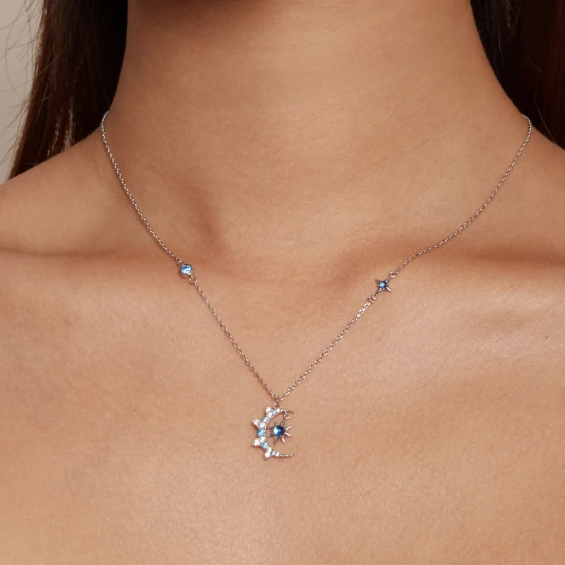 (afbeelding voor) Pandora-stijl Maan Starburst Ketting - BSN347 - Bekijken 6