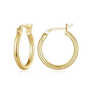 (afbeelding voor) Pandora-stijl Medium Hoop Effen Zilveren Oorringen - SCE1608-MB