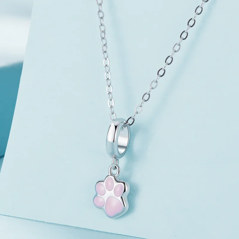 (afbeelding voor) Pandora-stijl Mini Witte Kattenpoot Hanger - SCC2476-A - Bekijken 2