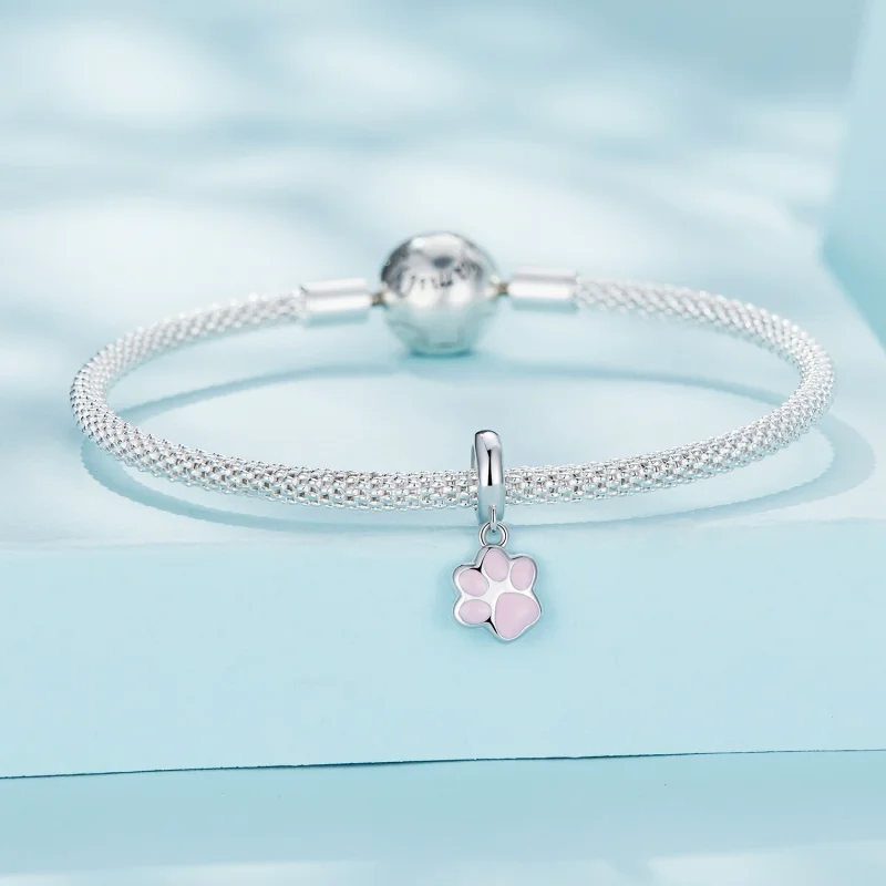 (afbeelding voor) Pandora-stijl Mini Witte Kattenpoot Hanger - SCC2476-A - Bekijken 3