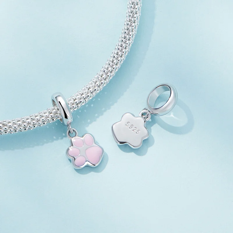 (afbeelding voor) Pandora-stijl Mini Witte Kattenpoot Hanger - SCC2476-A - Bekijken 4