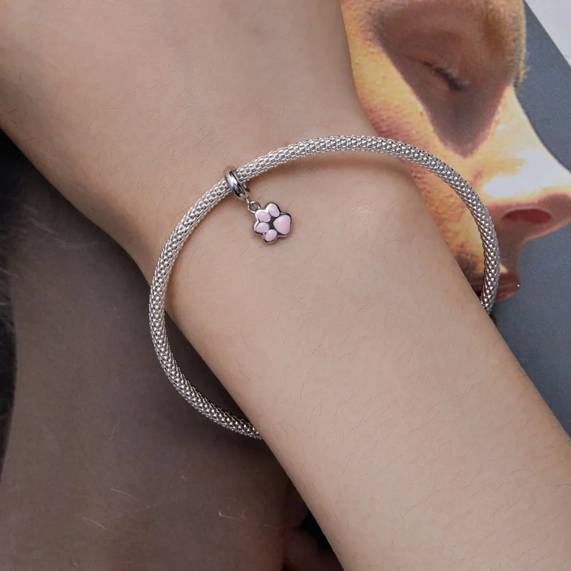 (afbeelding voor) Pandora-stijl Mini Witte Kattenpoot Hanger - SCC2476-A - Bekijken 5