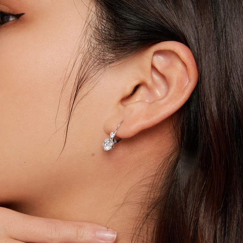 (afbeelding voor) Pandora-stijl Moissanite Oorringen (Twee Certificaten) - MSE031 - Bekijken 5