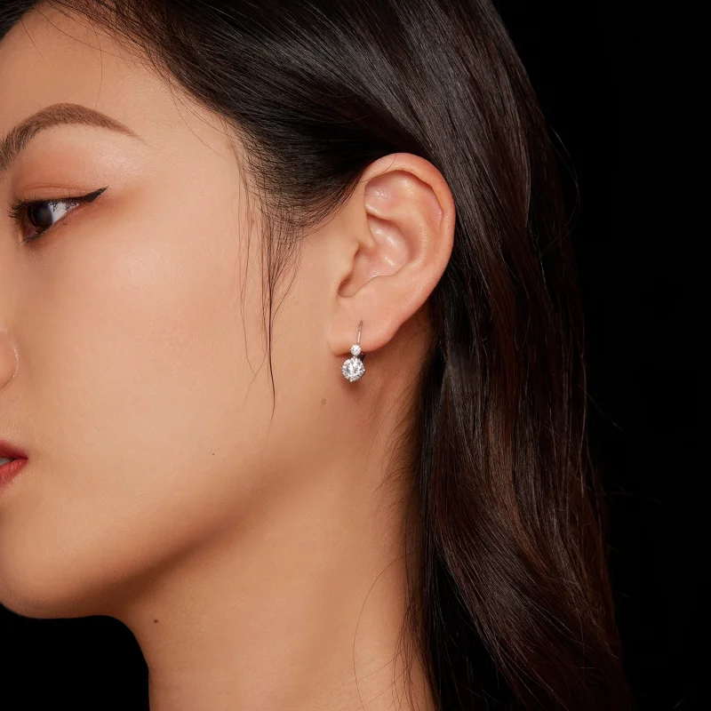 (afbeelding voor) Pandora-stijl Moissanite Oorringen (Twee Certificaten) - MSE031 - Bekijken 7