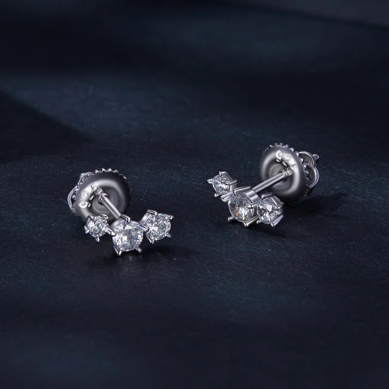 (afbeelding voor) Pandora-stijl Moissanite Studs Oorbellen (Één Certificaat) - MSE034 - Bekijken 2