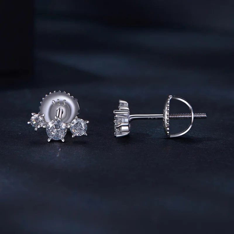 (afbeelding voor) Pandora-stijl Moissanite Studs Oorbellen (Één Certificaat) - MSE034 - Bekijken 3