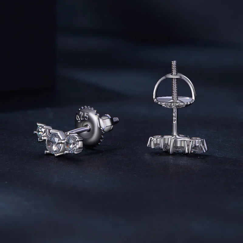 (afbeelding voor) Pandora-stijl Moissanite Studs Oorbellen (Één Certificaat) - MSE034 - Bekijken 4