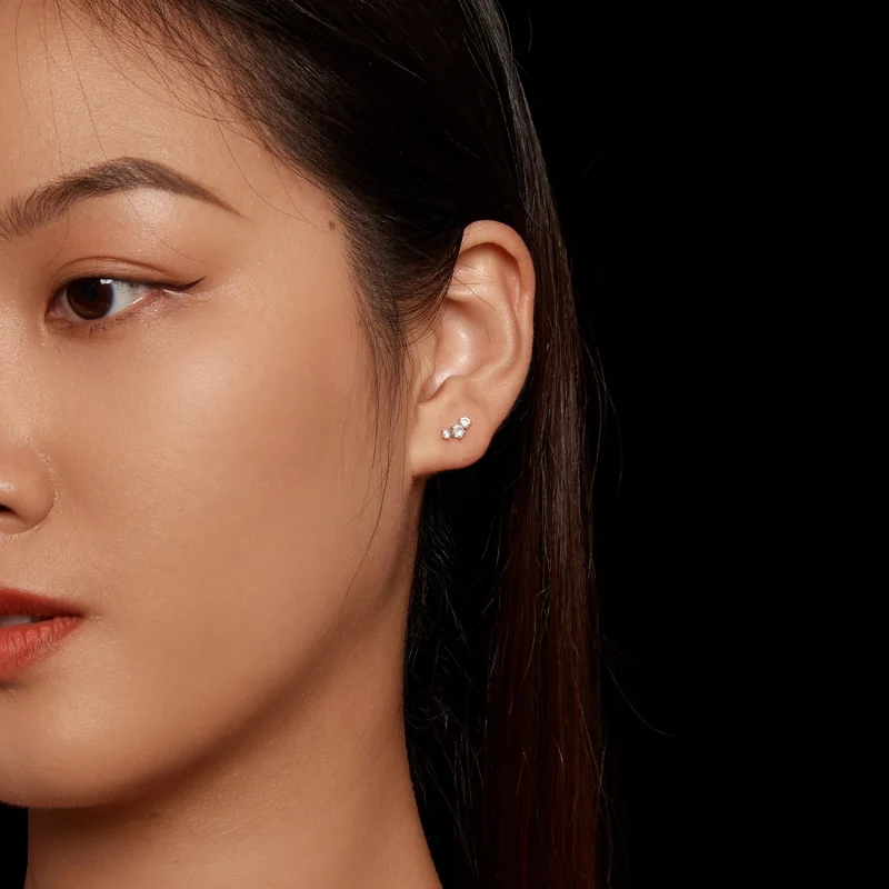 (afbeelding voor) Pandora-stijl Moissanite Studs Oorbellen (Één Certificaat) - MSE034 - Bekijken 5