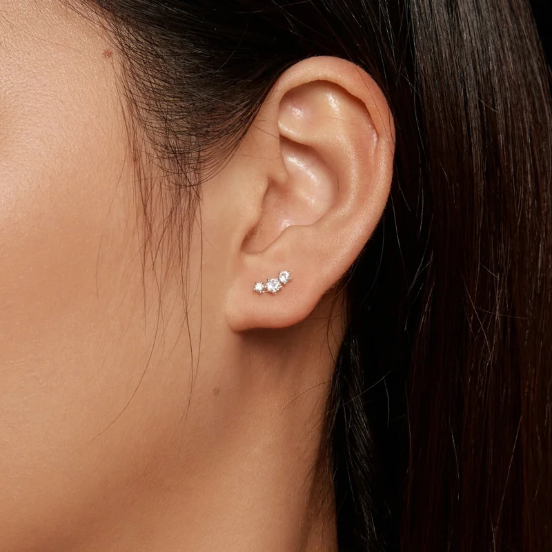 (afbeelding voor) Pandora-stijl Moissanite Studs Oorbellen (Één Certificaat) - MSE034 - Bekijken 6